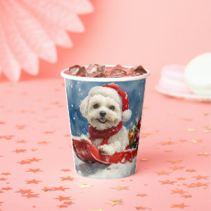 Coton De Tulear in Sledge Let it Snow Christmas Paper Cups