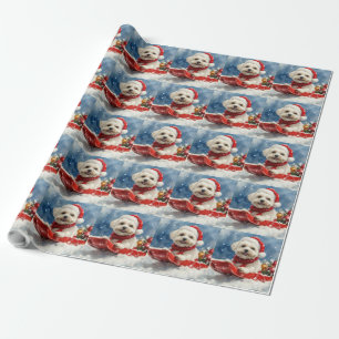 Coton De Tulear in Sledge Let it Snow Christmas Wrapping Paper