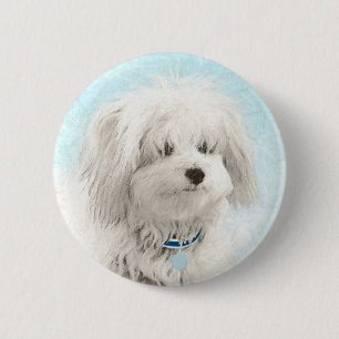 Coton de Tulear Painting - Cute Original Dog Art 6 Cm Round Badge