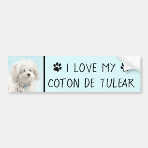 Coton de Tulear Painting - Cute Original Dog Art Bumper Sticker