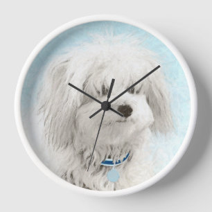 Coton de Tulear Painting - Cute Original Dog Art Clock