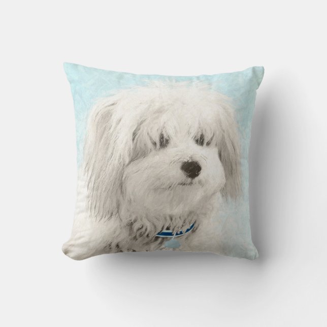 Coton de Tulear Painting - Cute Original Dog Art Cushion (Front)