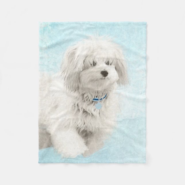 Coton de Tulear Painting - Cute Original Dog Art Fleece Blanket (Front)