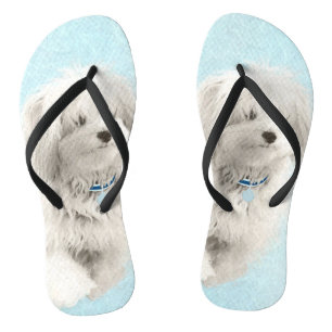 Coton de Tulear Painting - Cute Original Dog Art Jandals