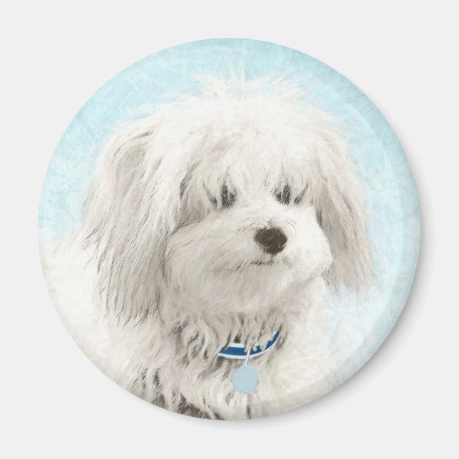 Coton de Tulear Painting - Cute Original Dog Art Magnet (Front)