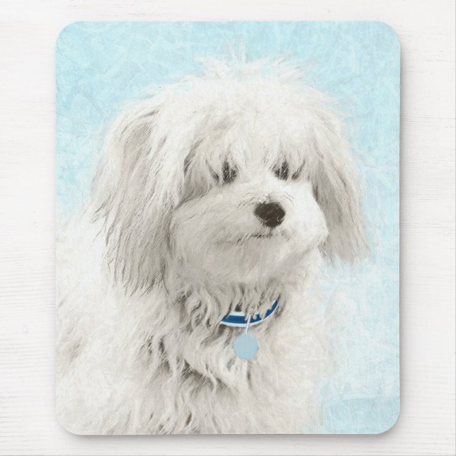 Coton de Tulear Painting - Cute Original Dog Art Mouse Pad (Front)
