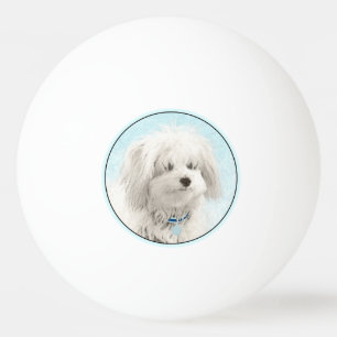 Coton de Tulear Painting - Cute Original Dog Art Ping Pong Ball