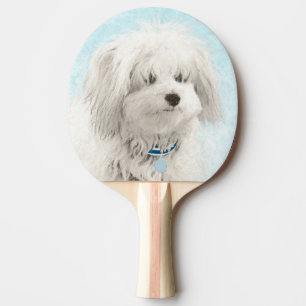 Coton de Tulear Painting - Cute Original Dog Art Ping Pong Paddle