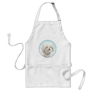 Coton de Tulear Painting - Cute Original Dog Art Standard Apron