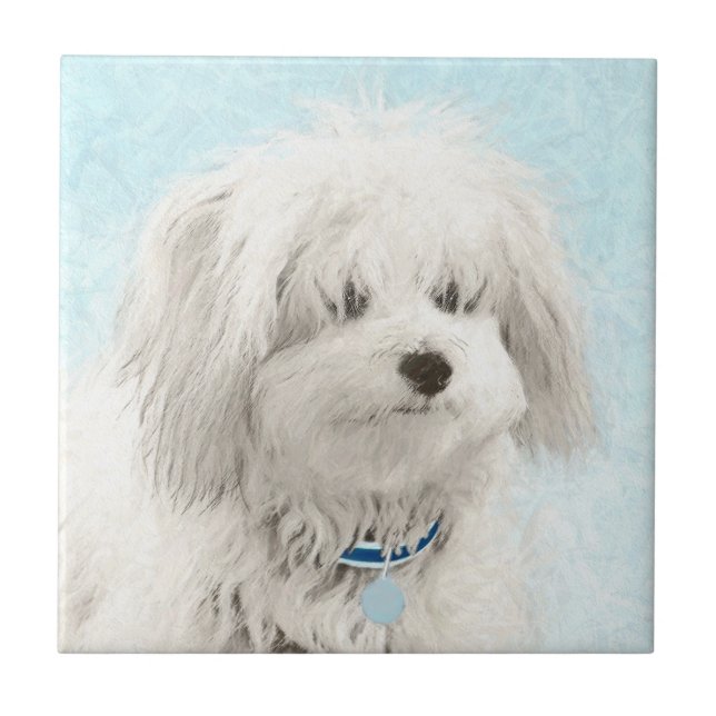 Coton de Tulear Painting - Cute Original Dog Art Tile (Front)