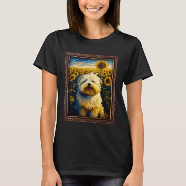 Coton De Tulear Painting Sunflower Flower Mom Wome T-Shirt (Front)