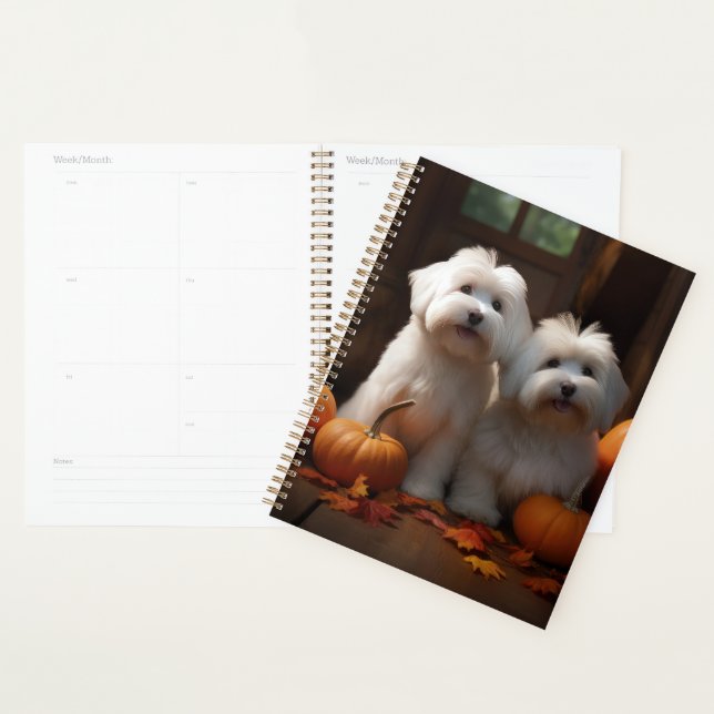 Coton De Tulear Puppy Autumn Delight Pumpkin  Planner (Display)