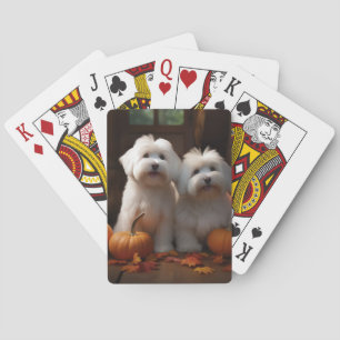 Coton De Tulear Puppy Autumn Delight Pumpkin Playing Cards
