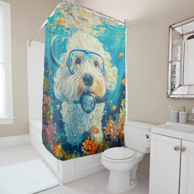 Coton De Tulear Scuba Diving Underwater Shower Curtain (In Situ)