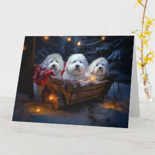Coton De Tulear Snowy Sleigh Christmas Decor  Card