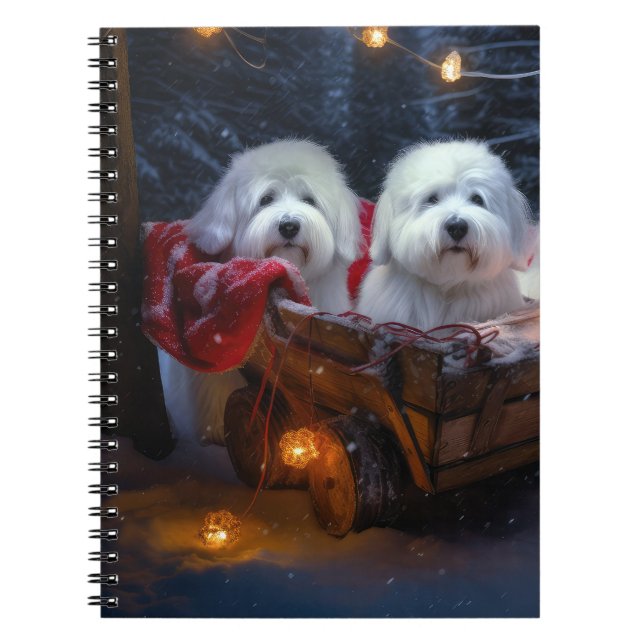Coton De Tulear Snowy Sleigh Christmas Decor  Notebook (Front)