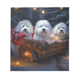 Coton De Tulear Snowy Sleigh Christmas Decor  Notepad