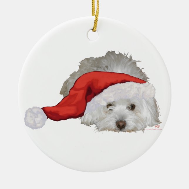 Coton de Tulear - Waiting Ceramic Tree Decoration (Front)