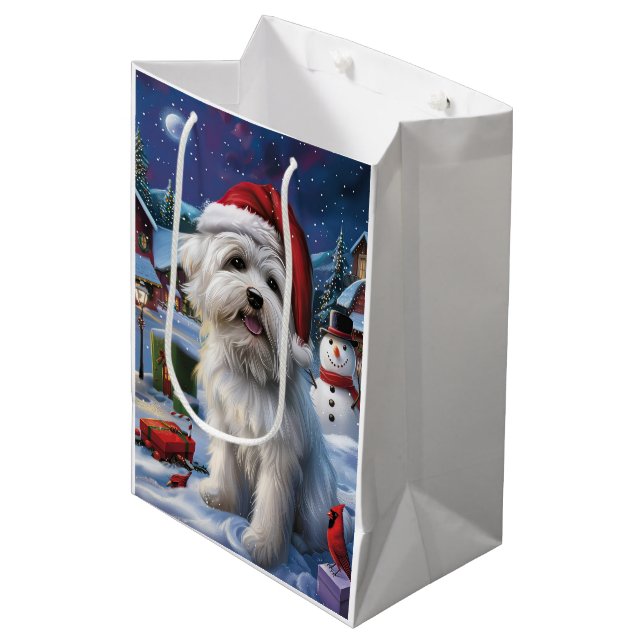 Coton De Tulear Winter Wonderland Christmas Joy Medium Gift Bag (Front Angled)