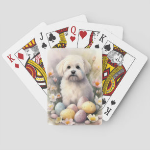 Coton De Tulear with Easter Eggs Holiday Playing Cards