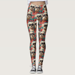 Coton De Tulear With Heart Roses Valentine's Day Leggings