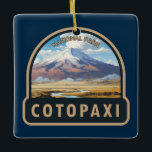 Cotopaxi National Park Ecuador Travel Art Vintage Ceramic Ornament<br><div class="desc">Cotopaxi vector artwork design. The park is a large,  forested area in Ecuador spanning parts of Cotopaxi,  Pichincha and Napo provinces. It’s known for the active,  snow-capped Cotopaxi volcano and vast Limpiopungo Lake.</div>