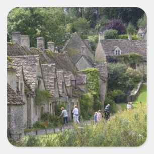 Cotswold stone cottages in the village of square sticker