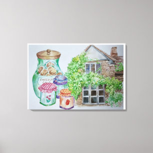 Cotswold Watercolour Painting Canvas Print