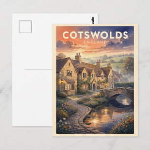 Cotswolds England Vintage Travel Postcard