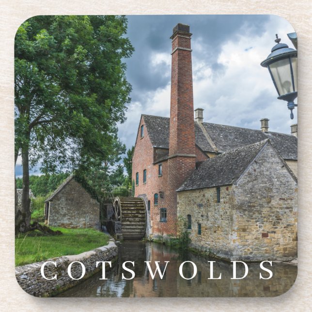 Cotswolds Lower Slaughter watermill view coasters (Front)