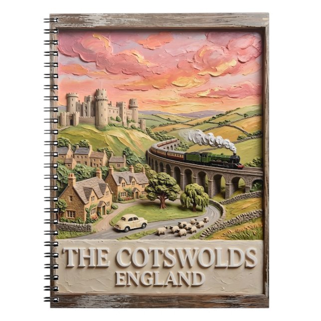Cotswolds Steam Train Castle Countryside England Notebook (Front)