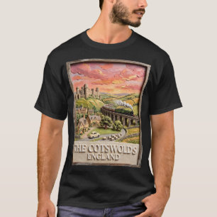 Cotswolds Steam Train Castle Countryside England T-Shirt