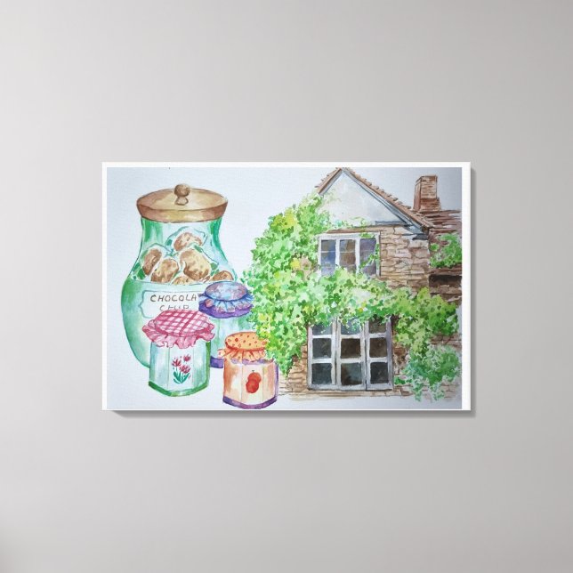 Cotswolds Watercolour Painting Canvas Print (Front)