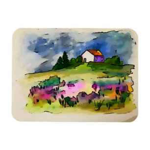 Cottage and wild flowers English countyside Magnet