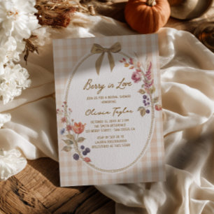 Cottage Berry in Love Gingham Bridal Shower Invitation