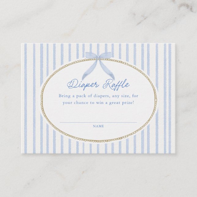 Cottage Blue Baby Shower Diaper Raffle Enclosure Card (Front)