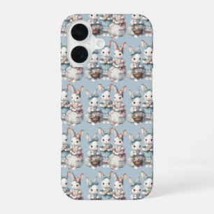 Cottage Bunny Sisters Watercolor Illustration iPhone 16 Case