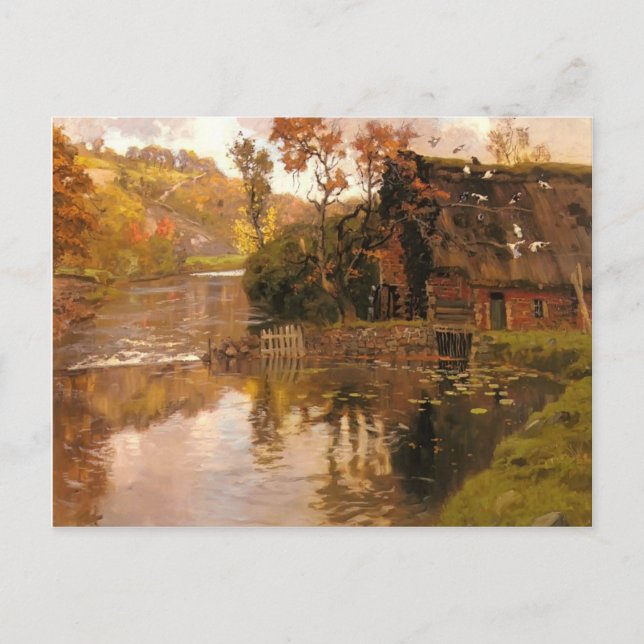 Cottage by a Stream by Frits Thaulow Postcard (Front)
