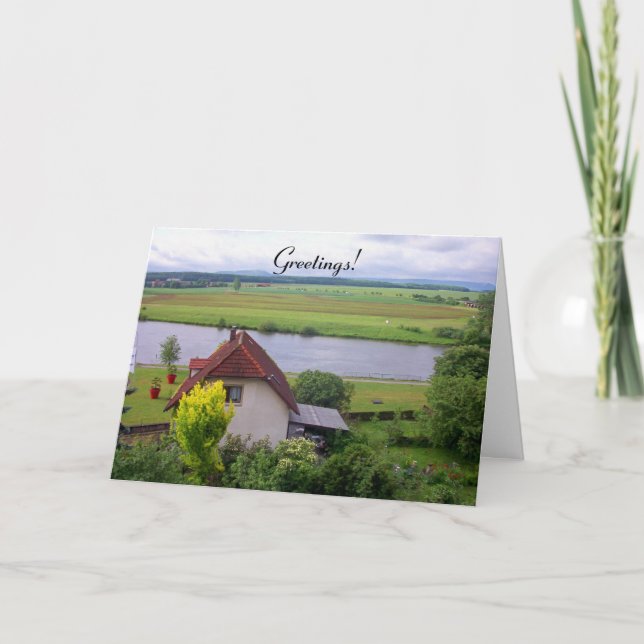 Cottage By The River Greetings Card (Front)