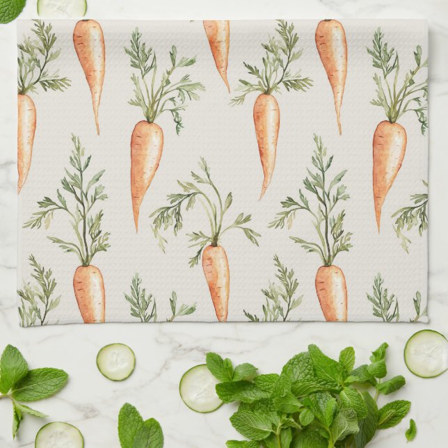 Cottage Carrots Vegetables  Tea Towel (Folded)
