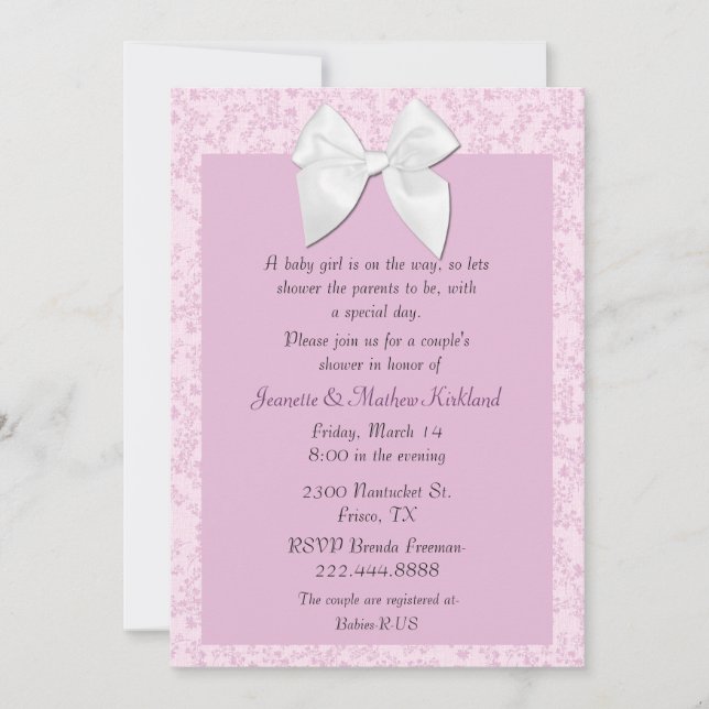 Cottage Chic Couple's Baby Girl Shower Invitation (Front)