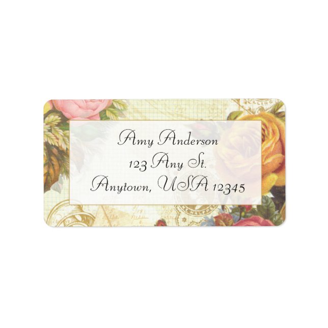 Cottage Chic Roses Address Label (Front)