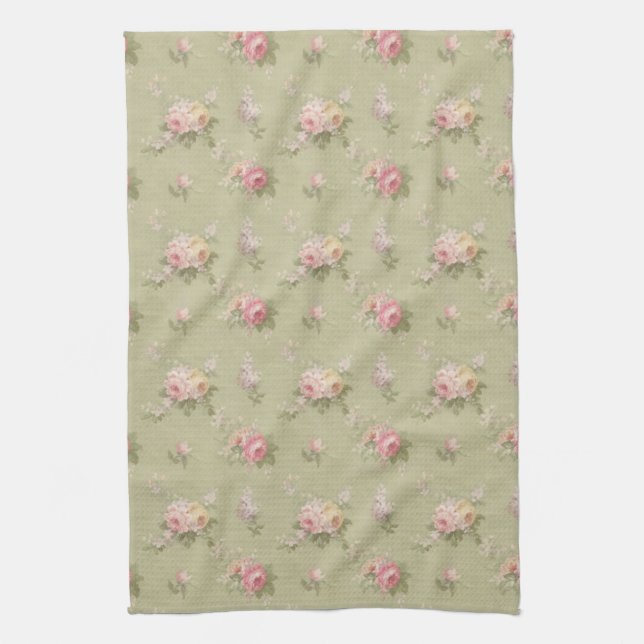 Cottage Chic Roses Tea Towel (Vertical)