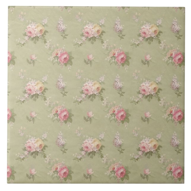 Cottage Chic Roses Tile (Front)