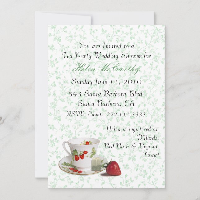 Cottage Chic Tea Party Invitation (Front)