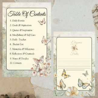 Cottage Chic Wildflowers Binder Contents Page