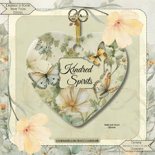 Cottage Chic Wildflowers Kindred Spirits Heart Ceramic Tree Decoration