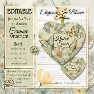 Cottage Chic Wildflowers Kindred Spirits Heart Ceramic Tree Decoration