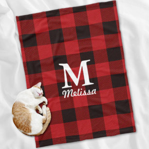 cottage Christmas Red buffalo lumberjack plaid Fleece Blanket