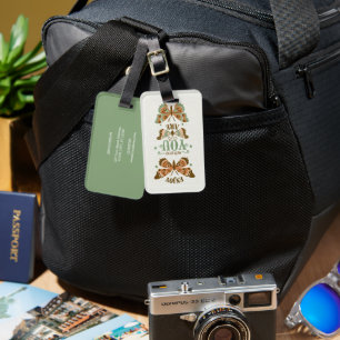 cottage-core butterflies enjoy where you are luggage tag